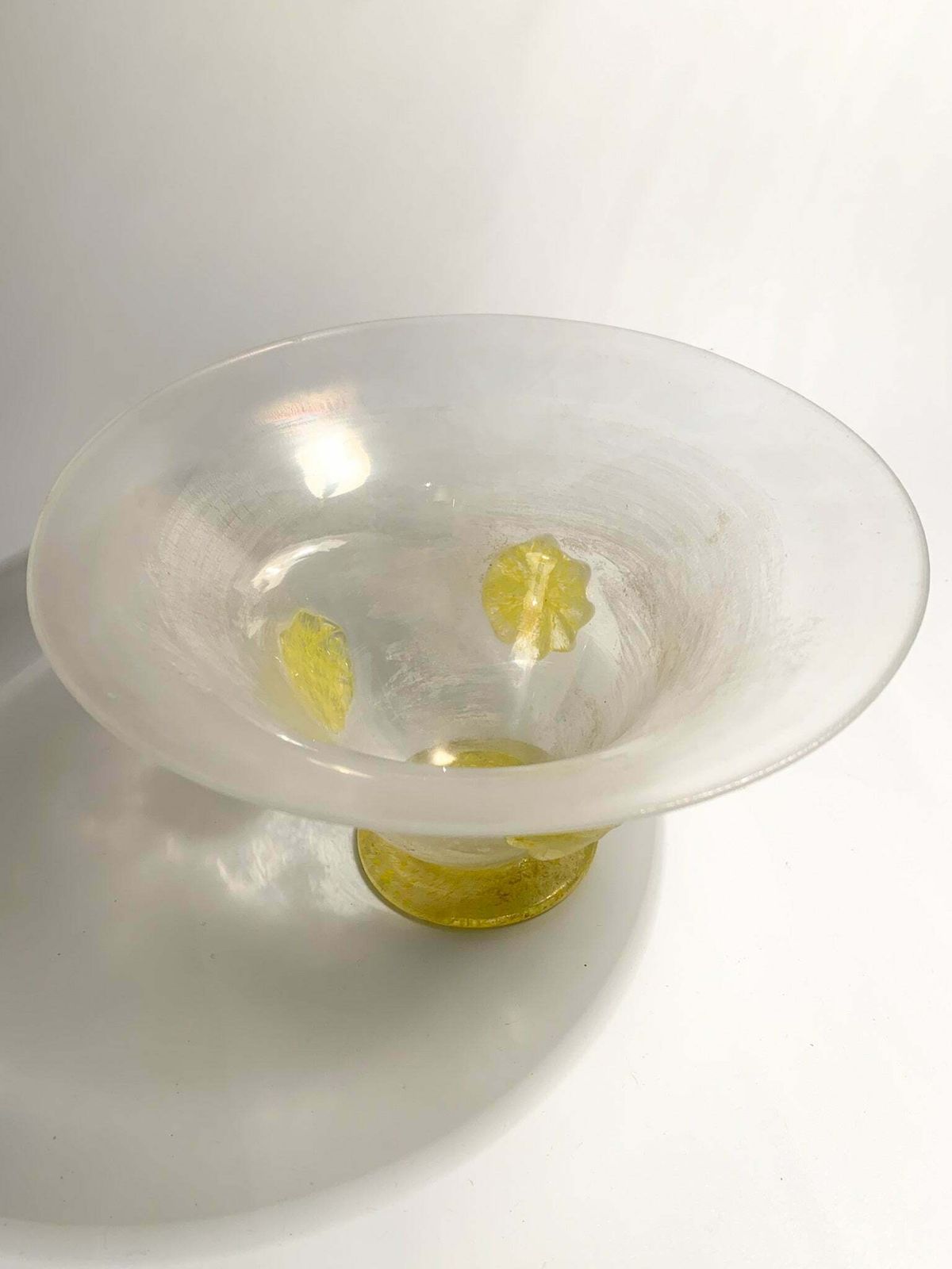Yellow Iridescent Scavo Di Murano Glass Vase From The 1940s photo furniture