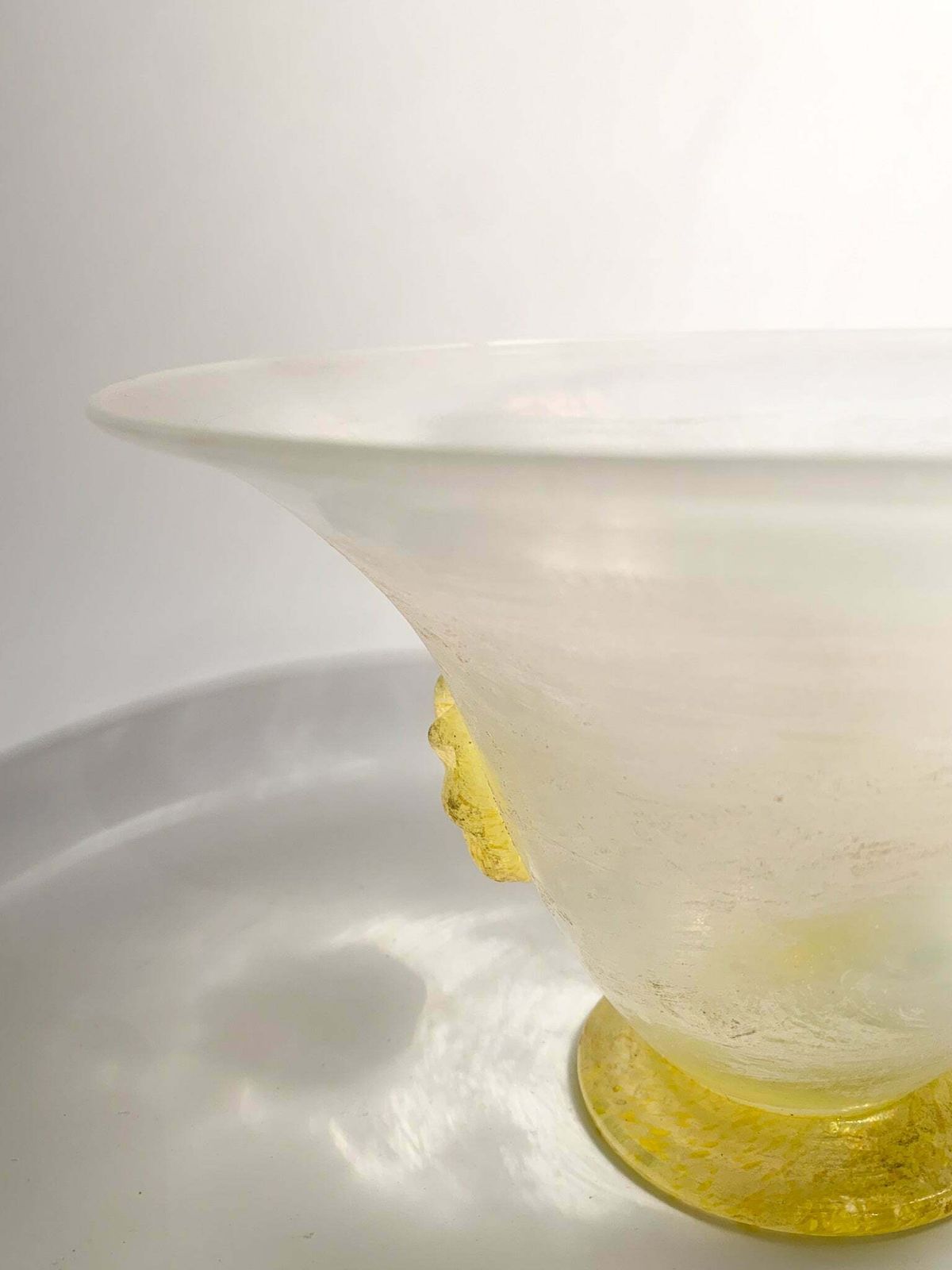 Yellow Iridescent Scavo Di Murano Glass Vase From The 1940s photo Home Decor