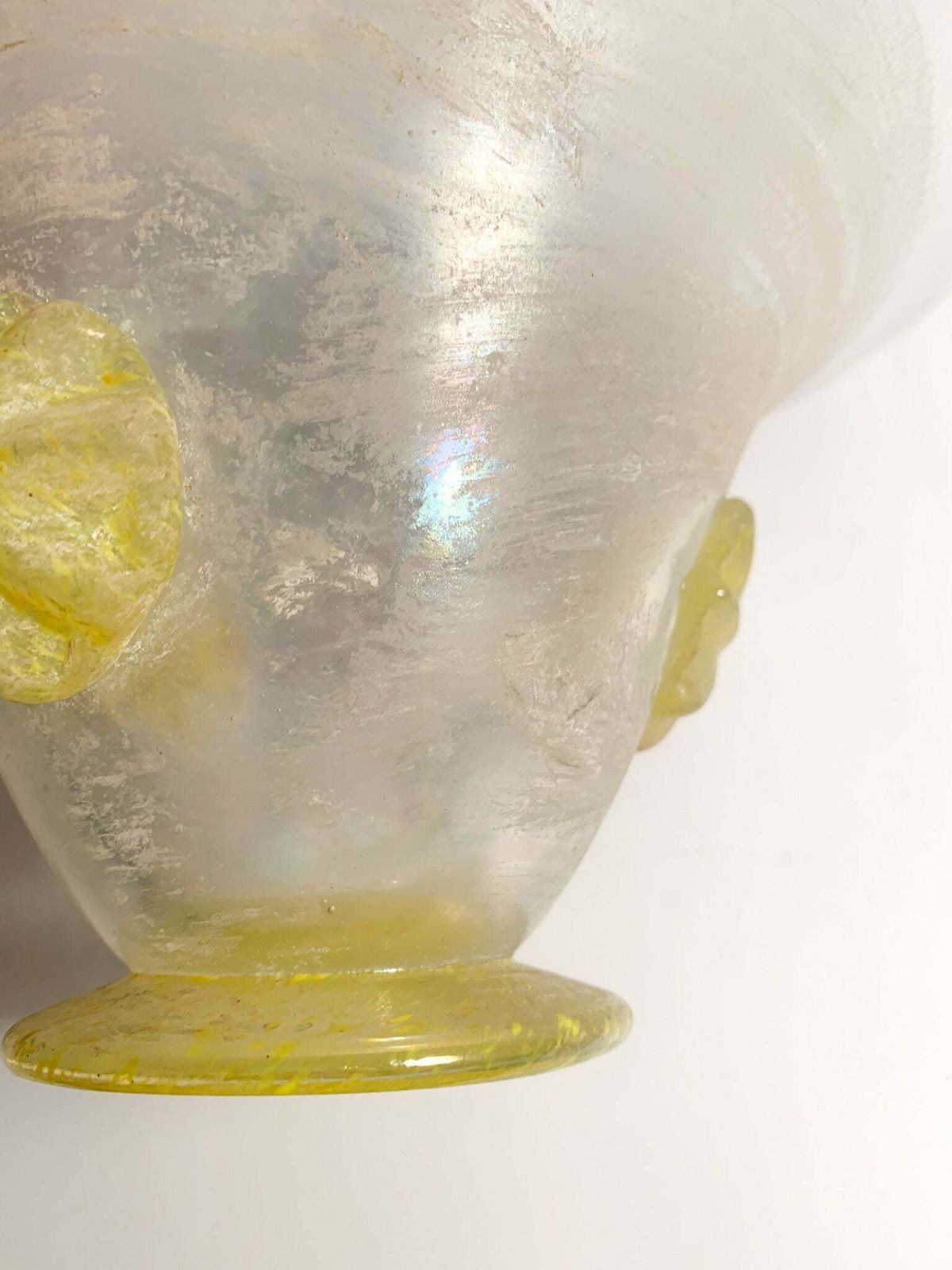 photo for sale Yellow Iridescent Scavo Di Murano Glass Vase From The 1940s