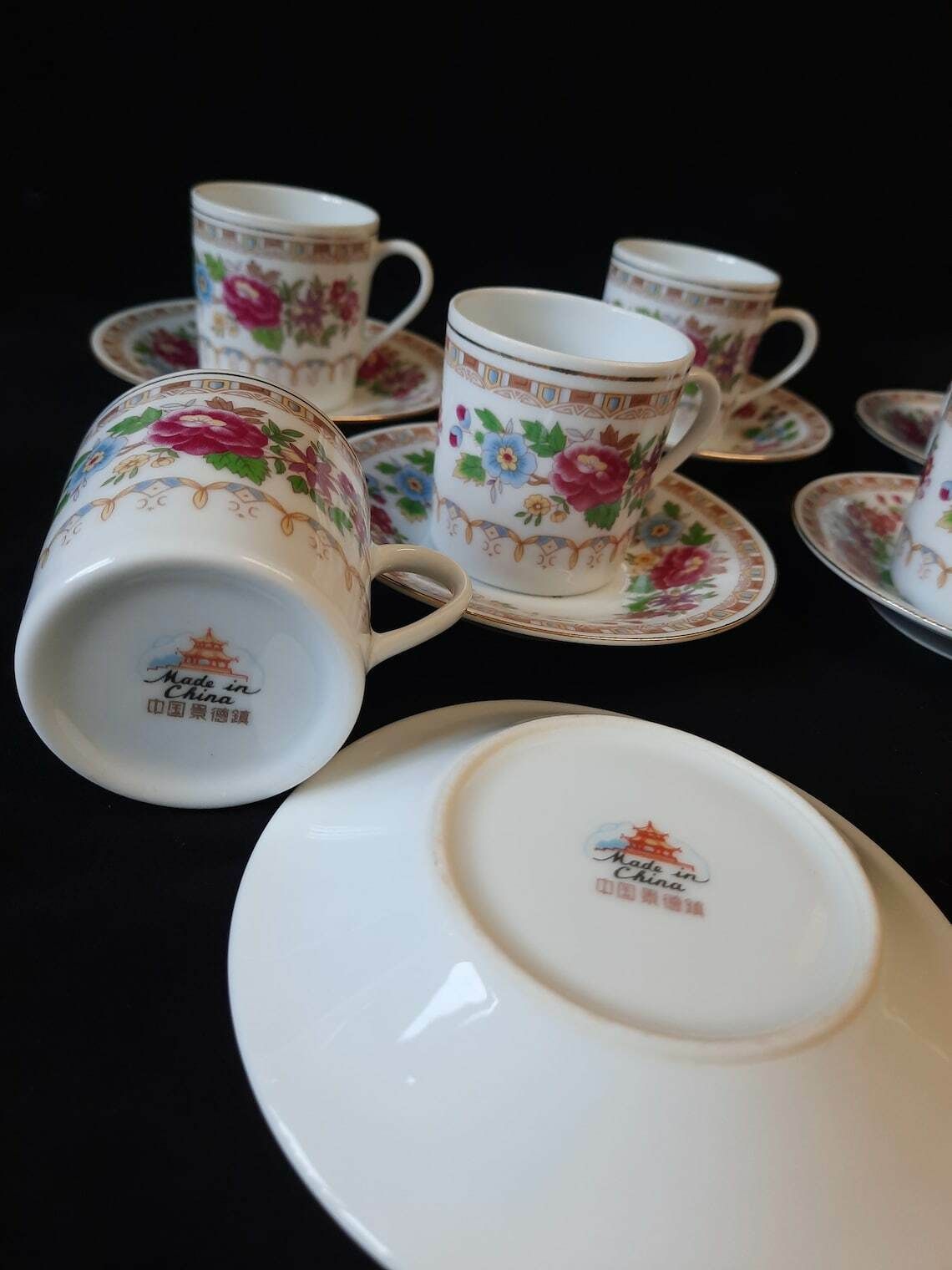 Liling Demitasse Espresso Cup And Saucer Set X 6. Similar To Ling Rose. photo vinterior