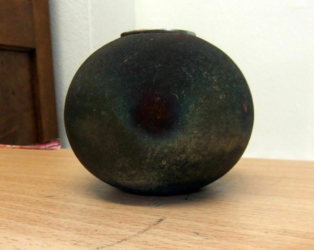Andrew Niblett. Small Globe Vase With Etched Metal Insert. photo for sale