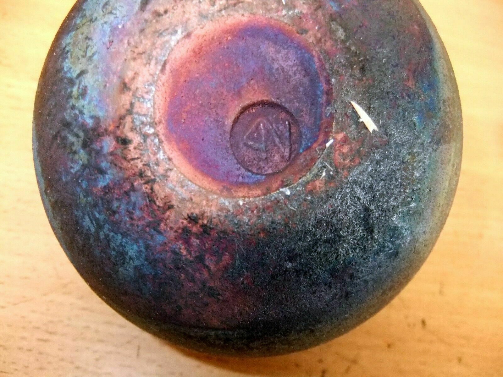 Andrew Niblett. Small Globe Vase With Etched Metal Insert. photo 80.0
