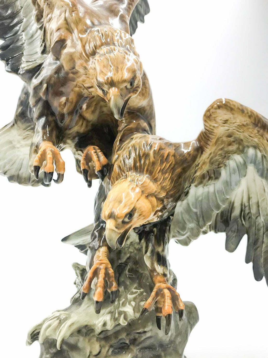 Ceramic Sculpture Of A Pair Of Eagles By Hutschenreuther, 1950s photo for sale