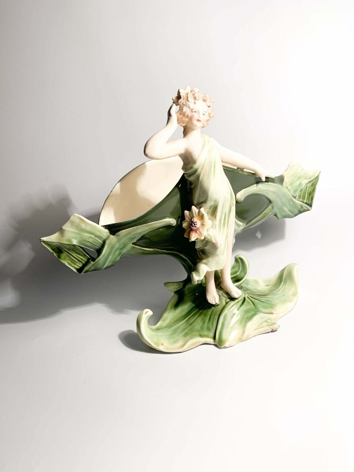 French Ceramic Sculpture Of Liberty Lady With Flower Holder From The Early Twentieth Century photo furniture