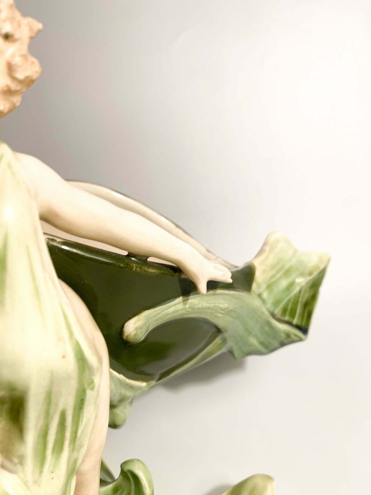 French Ceramic Sculpture Of Liberty Lady With Flower Holder From The Early Twentieth Century photo vintage