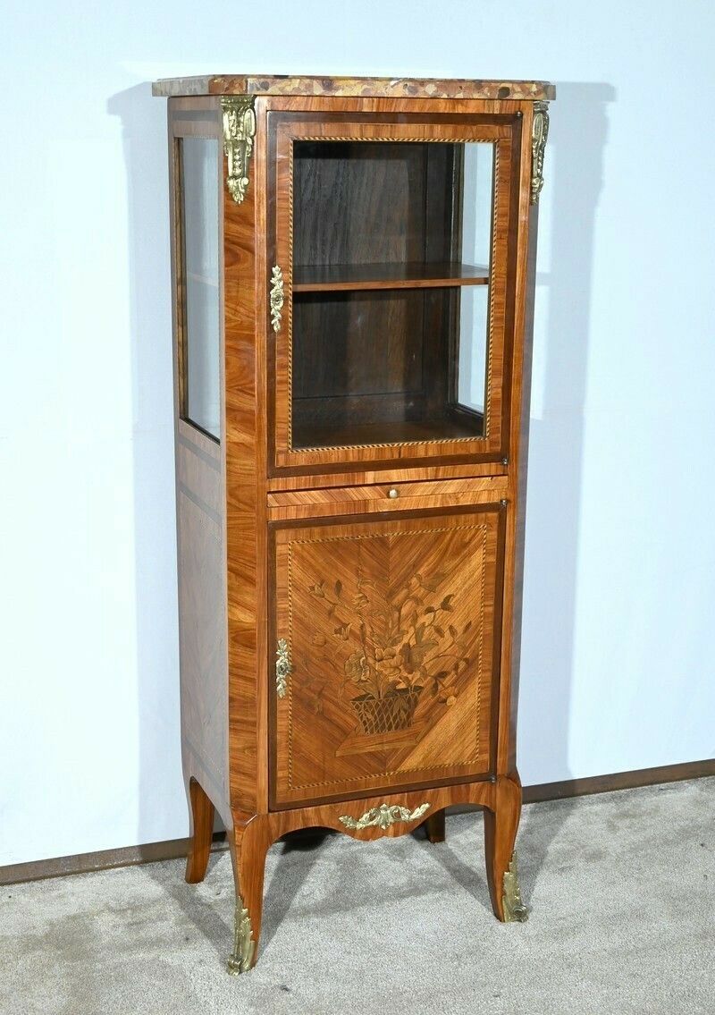 Small Rosewood Showcase, Transition Louis XV/Louis XVI Style – Early 20th Century photo for sale