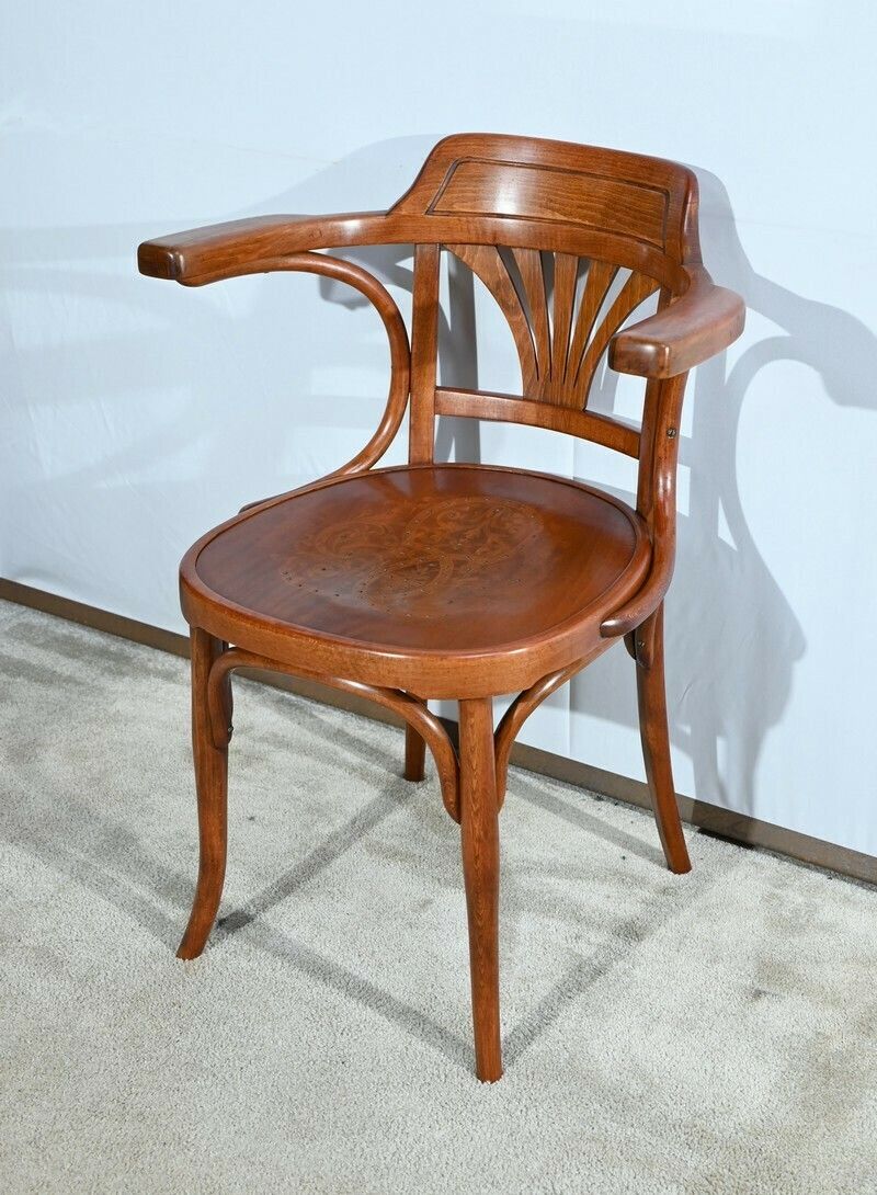 Beech Office Armchair, Stamped J&J Kohn – Early 20th Century photo 1447.8228227799998