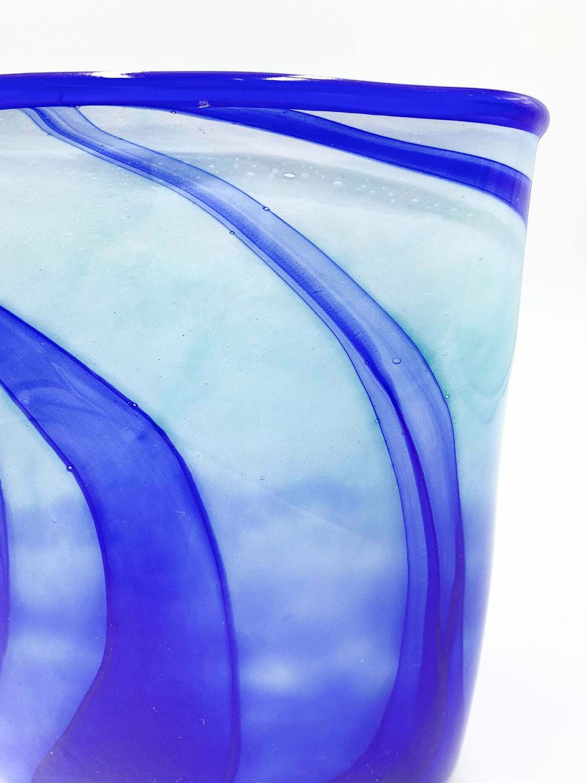 Verrerie D'art Au Village French Blue And Light Blue Glass Vase From 1995 photo buy