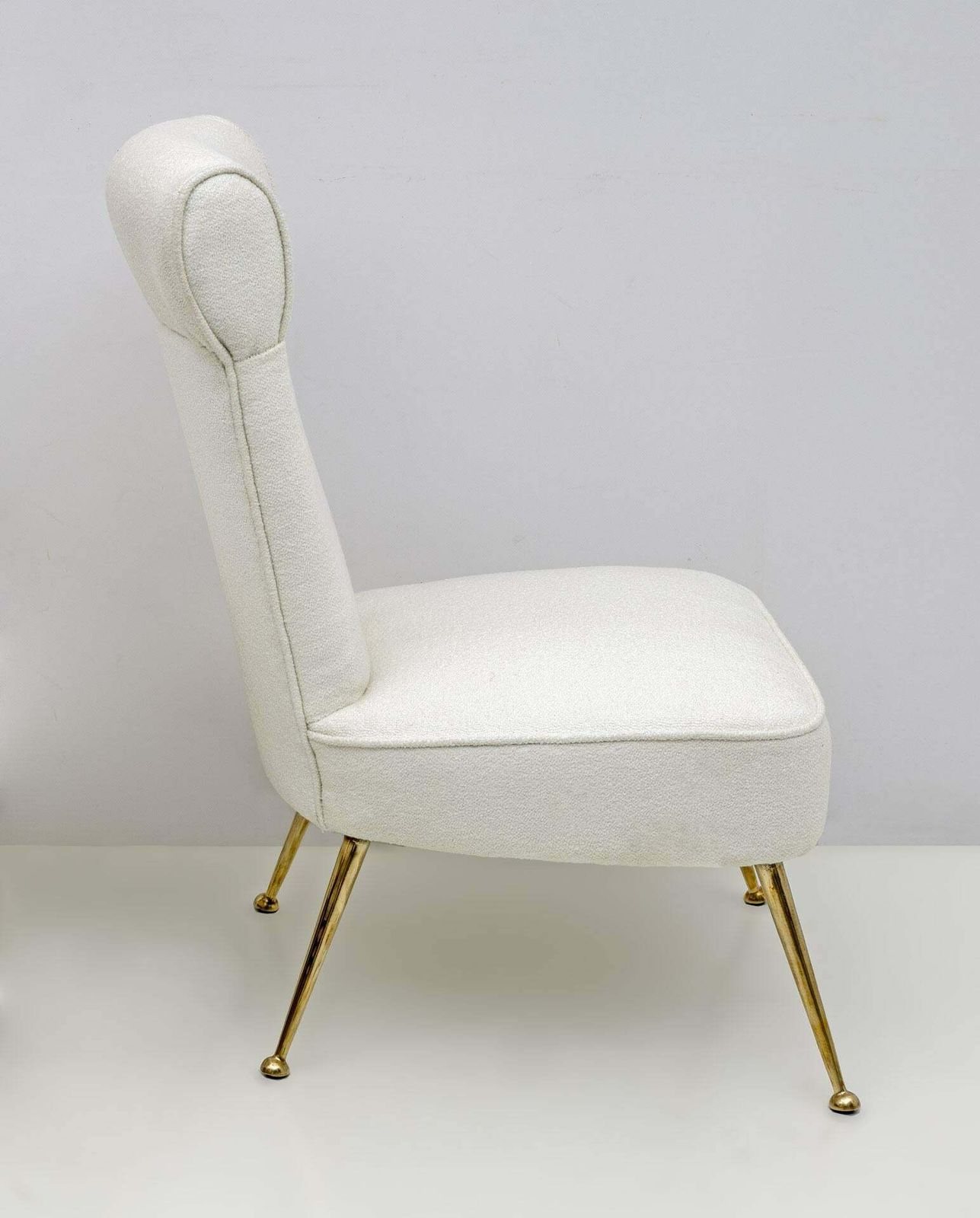Pair Of Gigi Radice Mid Century Modern Italian Boucle Small Armchairs For Minotti, 1950s photo 2487.0