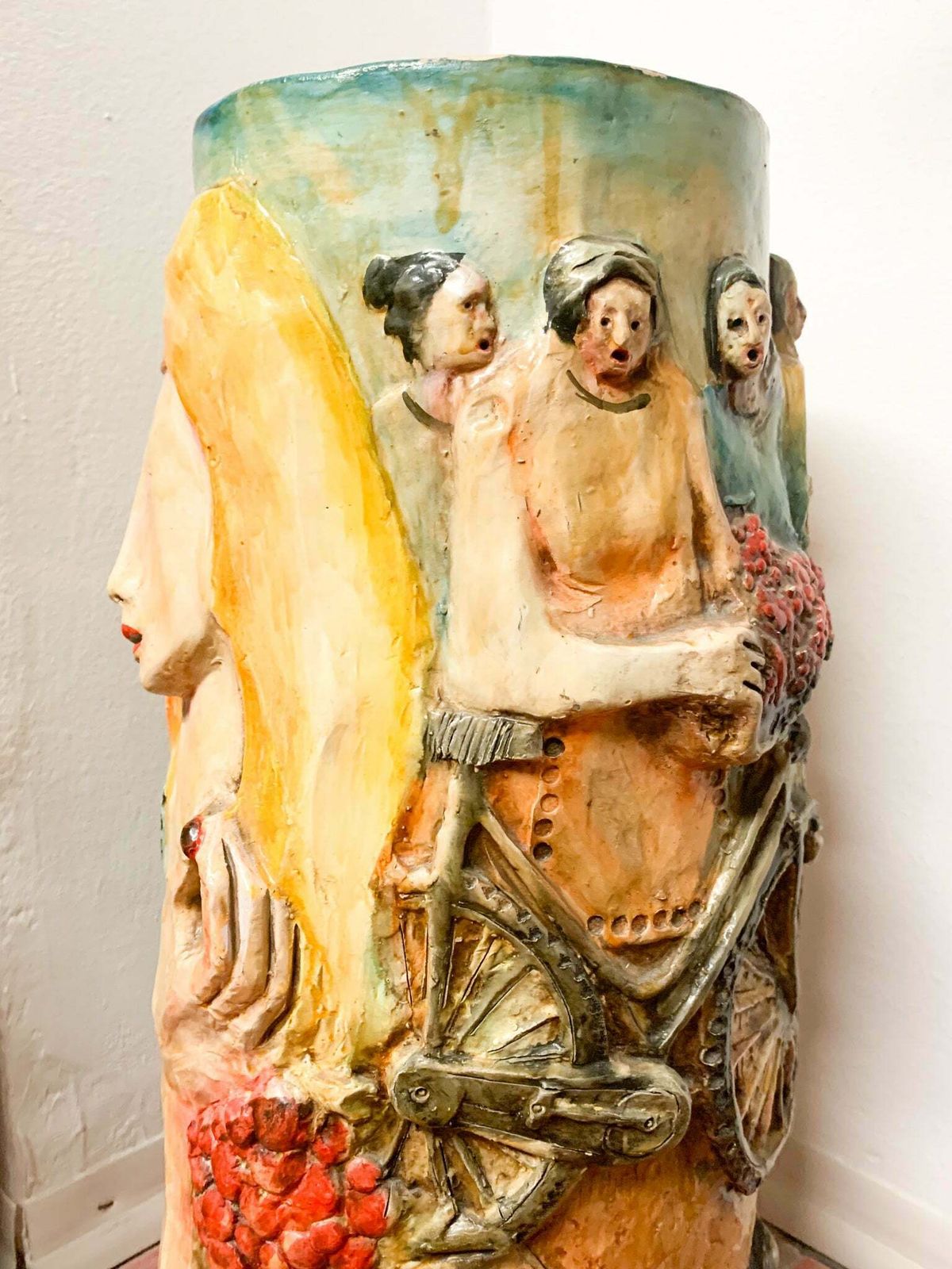 Ceramic Umbrella Stand By Pucci, Hand Painted And Sculpted From The 1950s photo Furniture