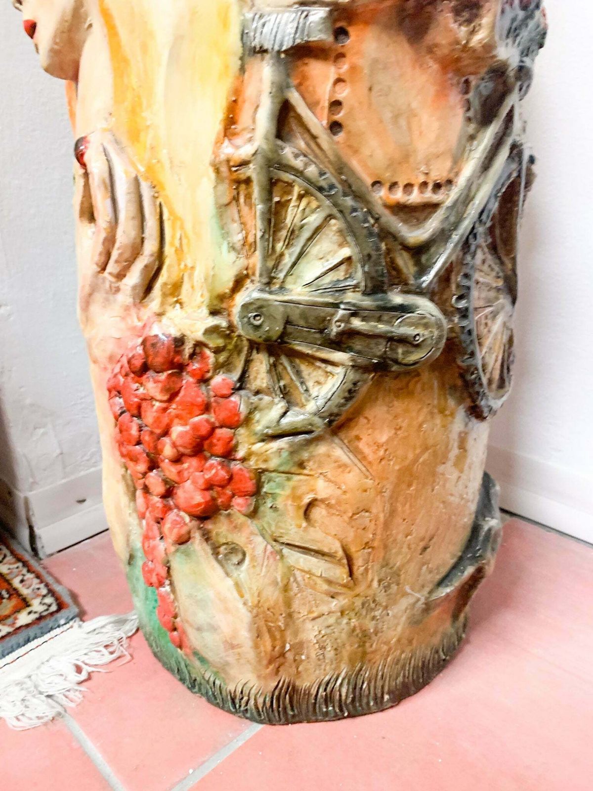 Ceramic Umbrella Stand By Pucci, Hand Painted And Sculpted From The 1950s photo vintage