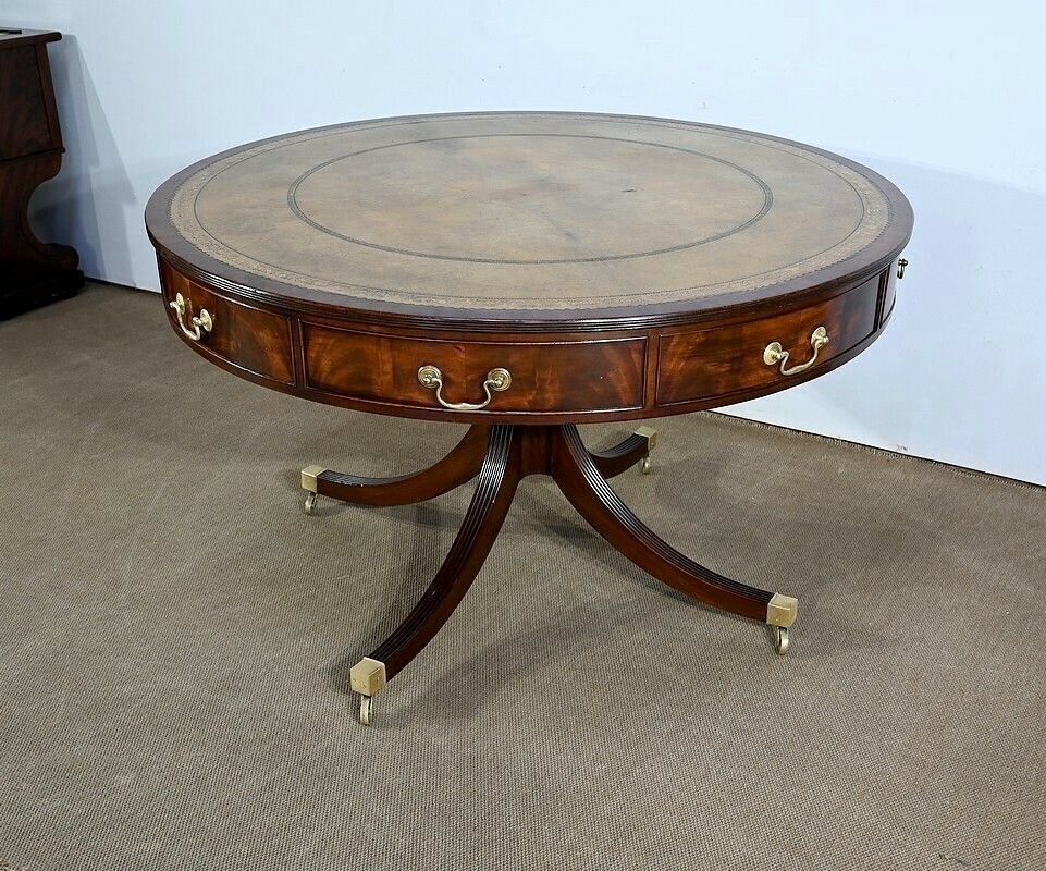 Mahogany Rotating Drum Table, Regency Style, England – 2nd Half Of The 19th Century photo for sale