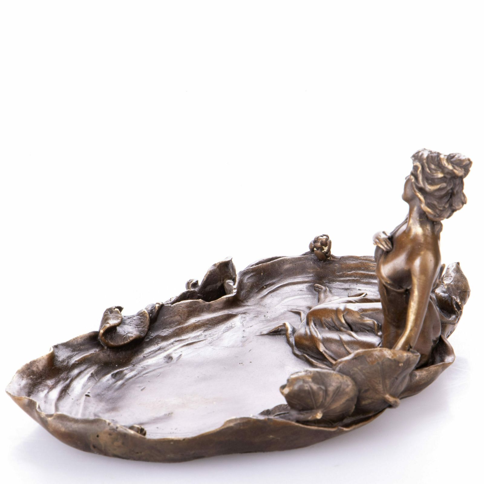 Intricately Crafted Bronze Statue: Woman With Water Lilies photo for sale
