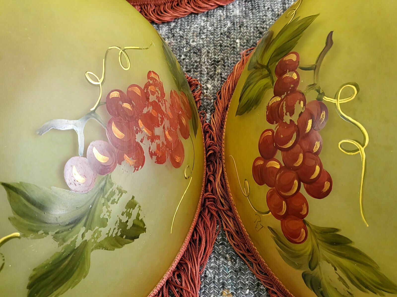 Set Of 10 Vintage Lampshade 1960 In Glass Paste Paris Brasserie Grape Decor photo Lighting