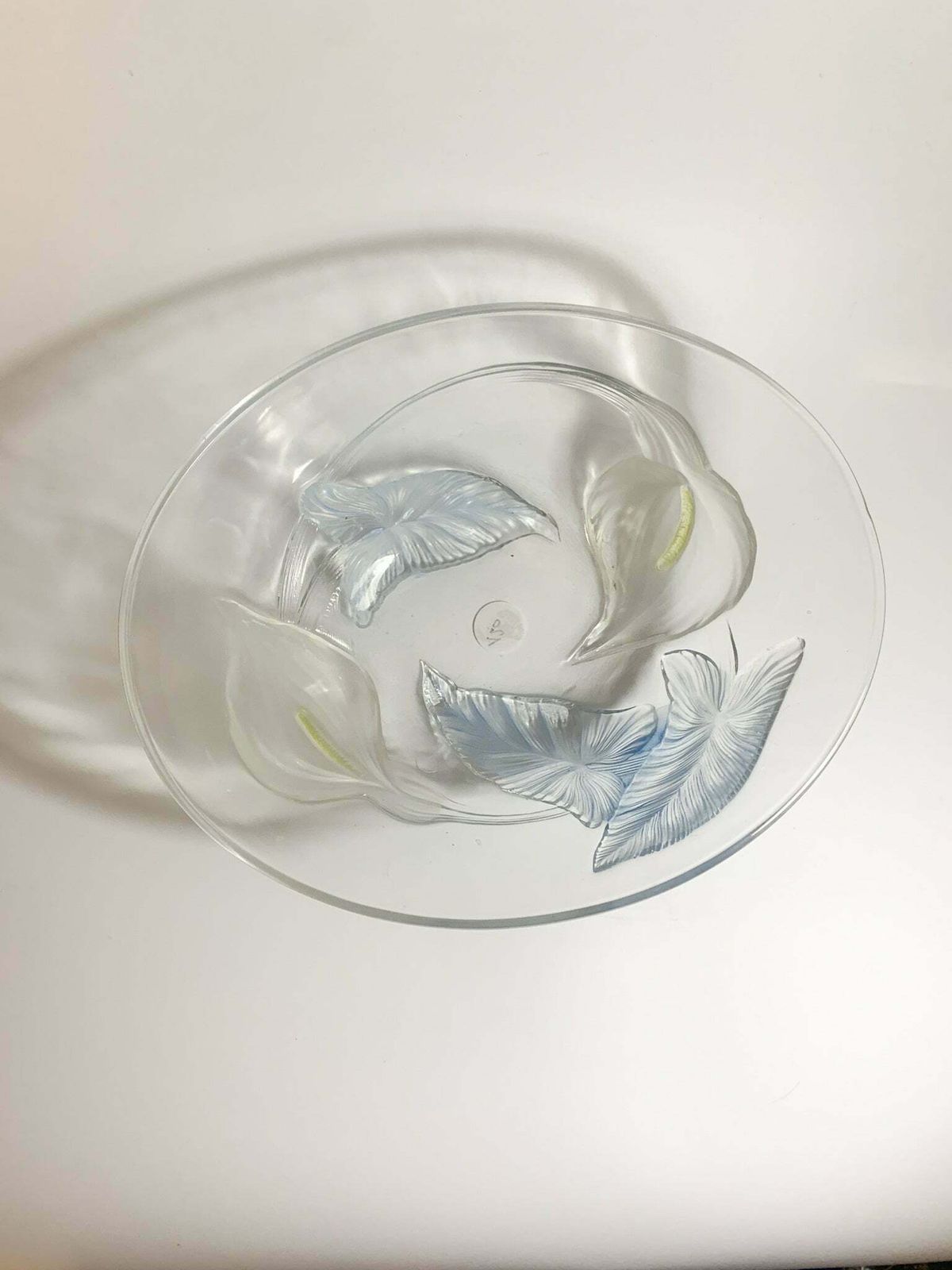 French Glass Centerpiece Bowl With 1950s Flowers photo furniture