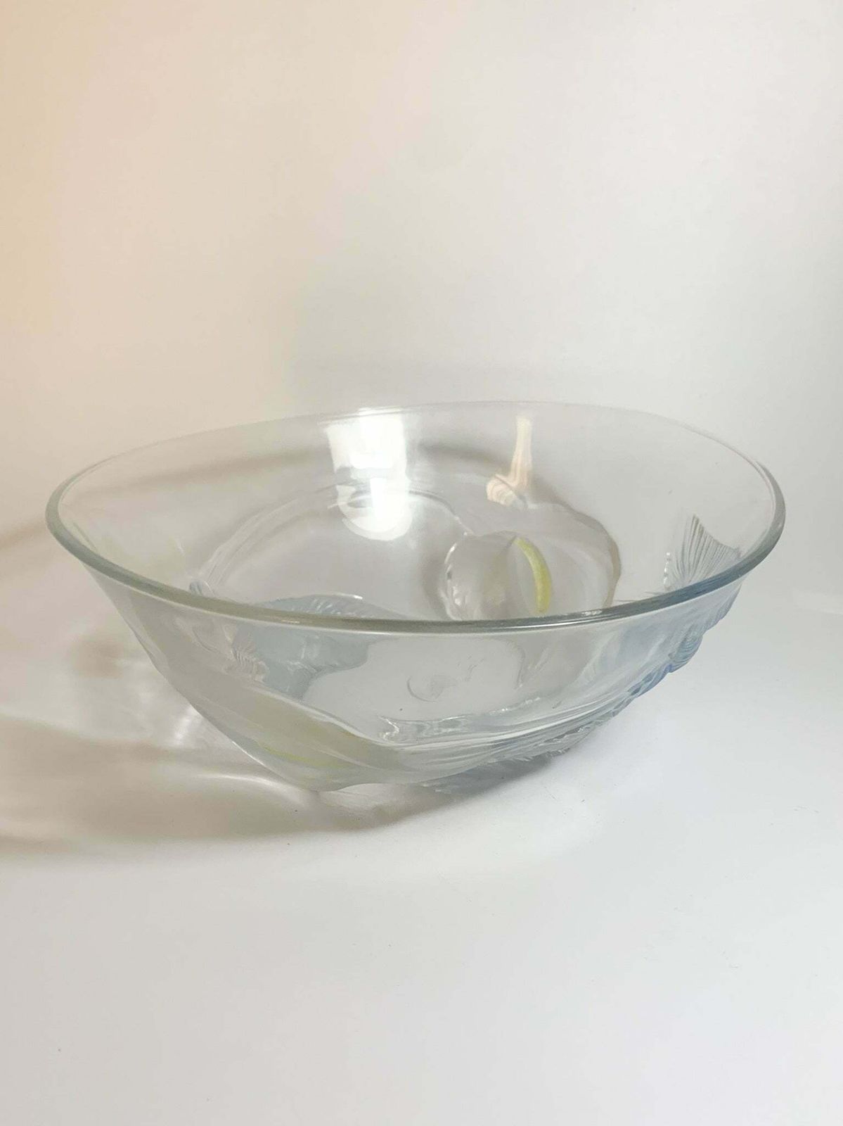 French Glass Centerpiece Bowl With 1950s Flowers photo 167.5