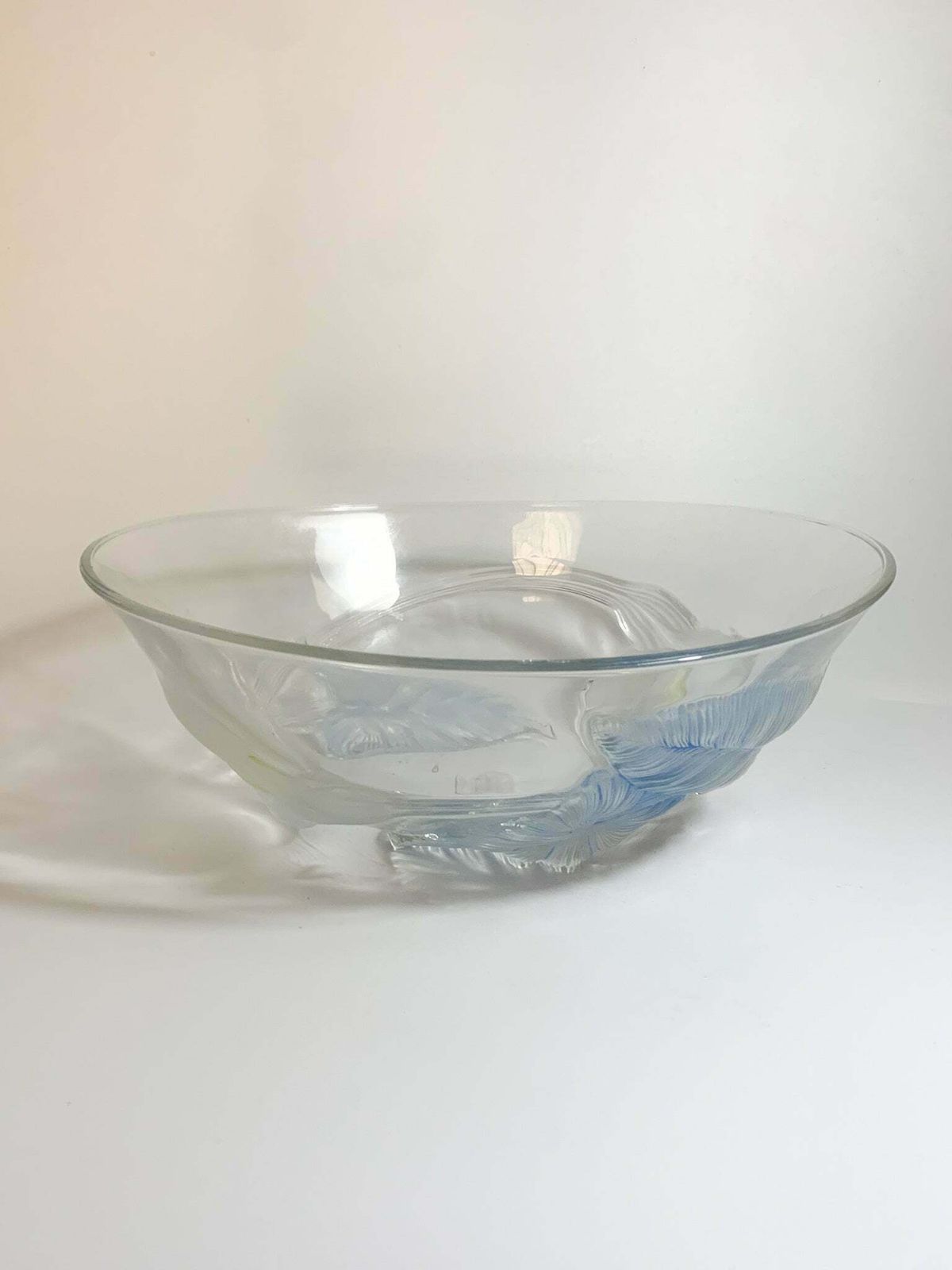 French Glass Centerpiece Bowl With 1950s Flowers photo vinterior