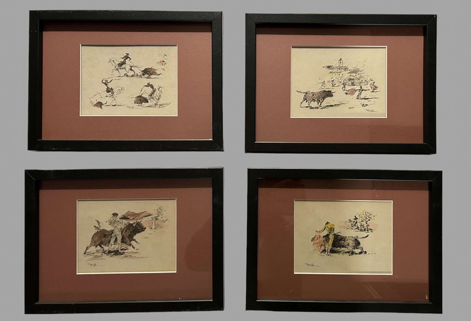Joaquim Terruella Matilla   Coloured Etchings   Bullfighting`