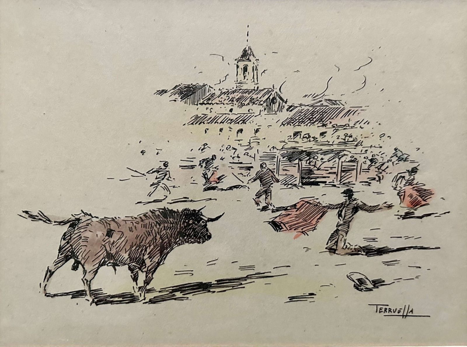 Joaquim Terruella Matilla   Coloured Etchings   Bullfighting` photo for sale