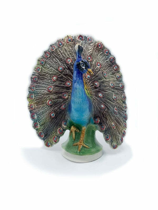 Peacock Sculpture In Bassano Ceramics From The 1950s