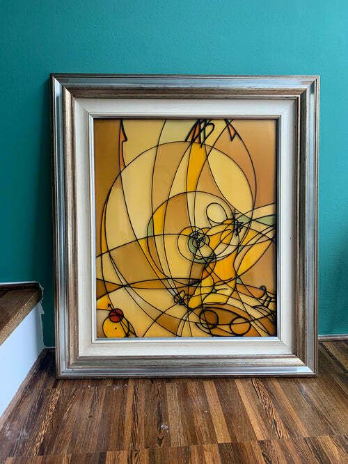 Cloisonnè Painting On Methacrylate Depicting The Birth Theme Of Aquarius 1982 photo for sale