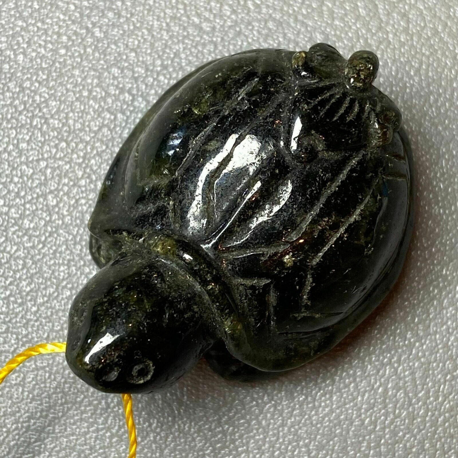 Antique Chinese Natural Ink Green Jadeite Jade Carved Turtle Amulet Statue photo furniture