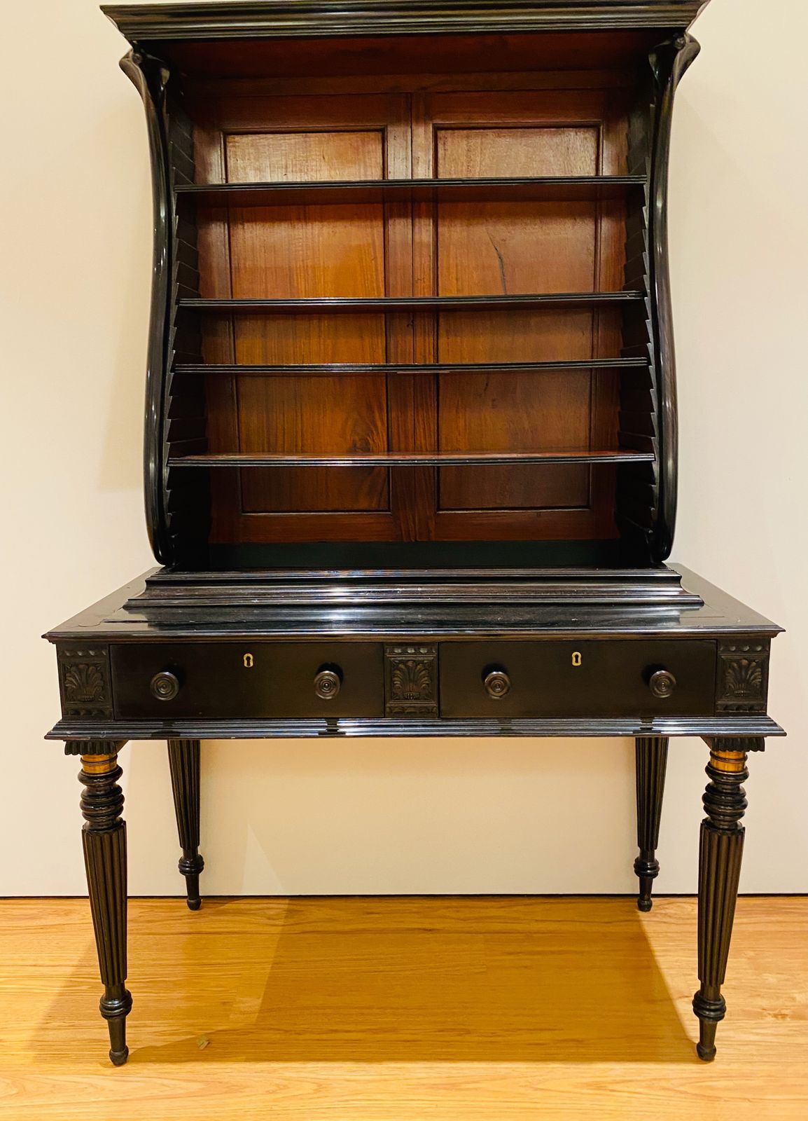 Anglo Indian Desk With Book Shelves