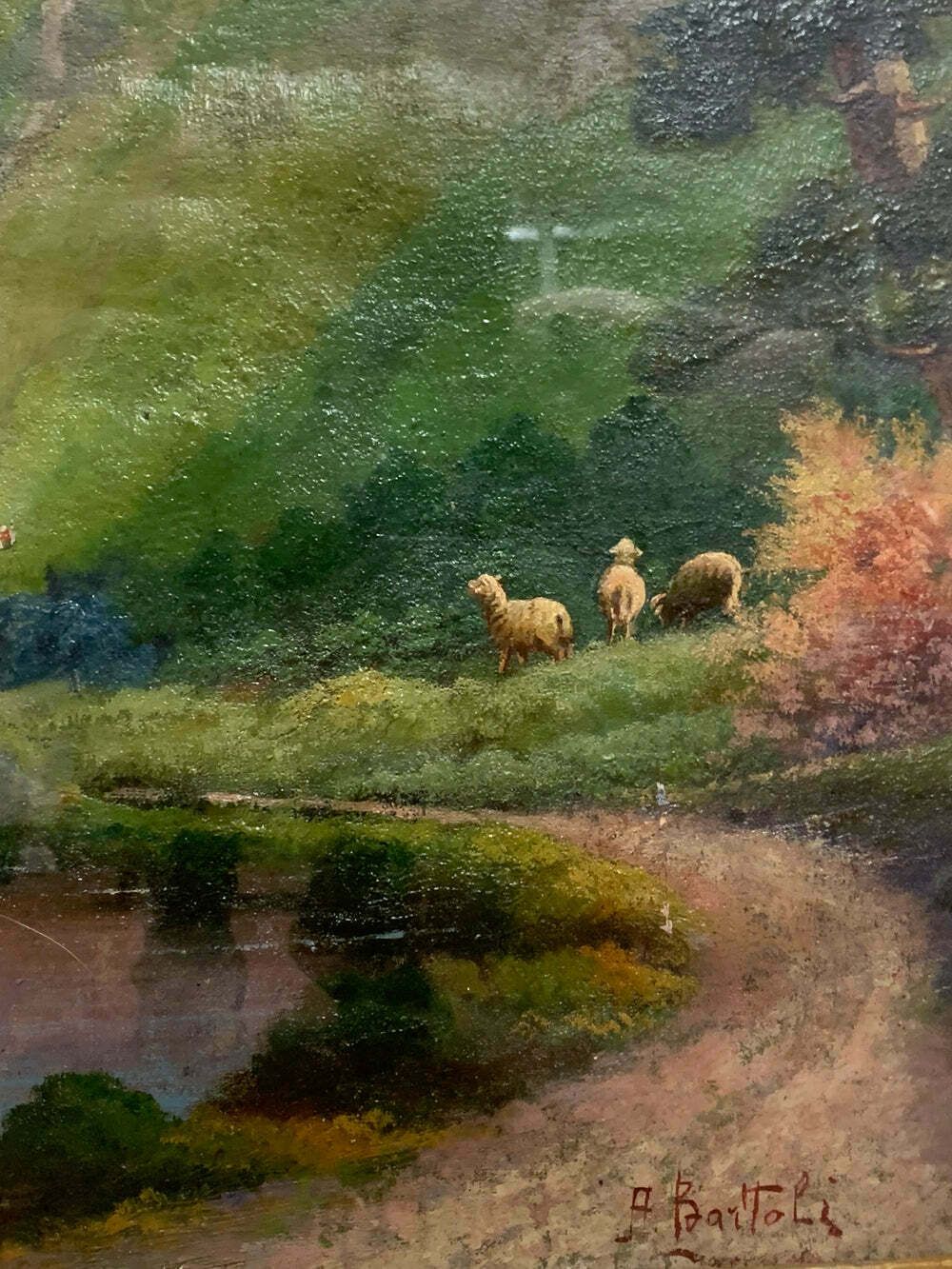 Double Oil Painting On Canvas By Arnaldo Bartoli, 1950s photo buy