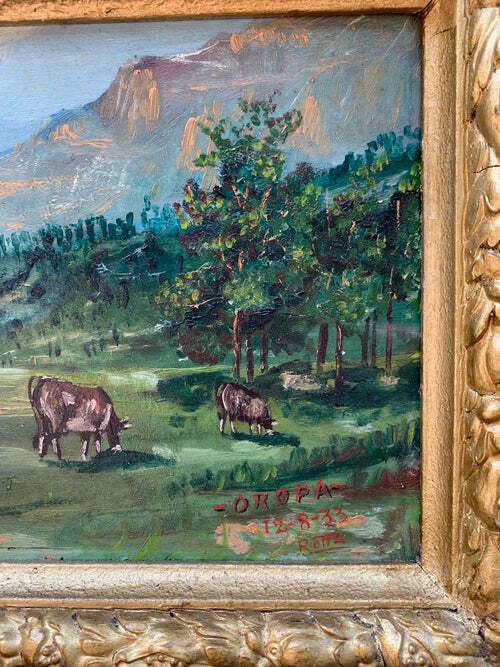 Oil On Canvas Landscape Painting "Oropa" By Roffa From 1933 photo Art