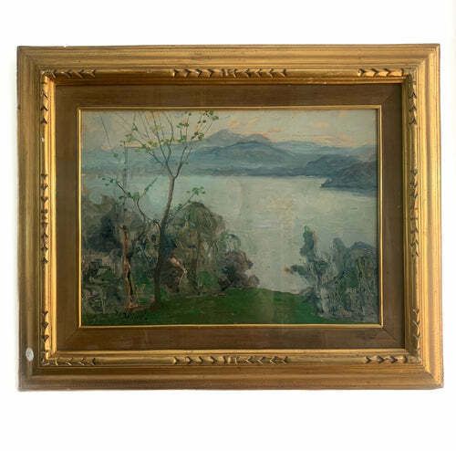 Oil Painting On Canvas Of Landscape By Giovanni Sirombo, 1920s