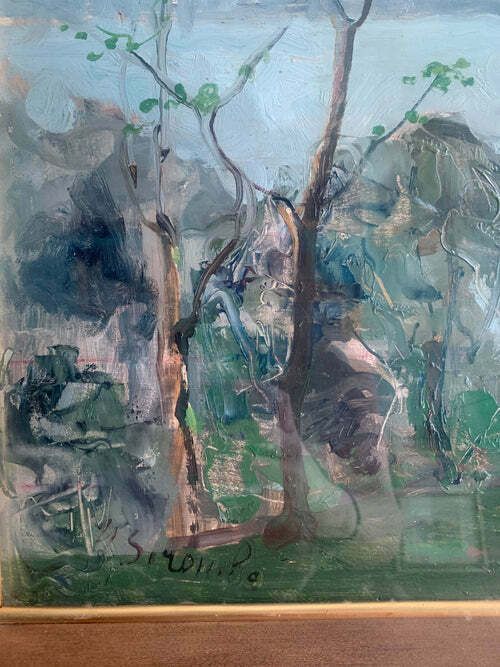 Oil Painting On Canvas Of Landscape By Giovanni Sirombo, 1920s photo Art