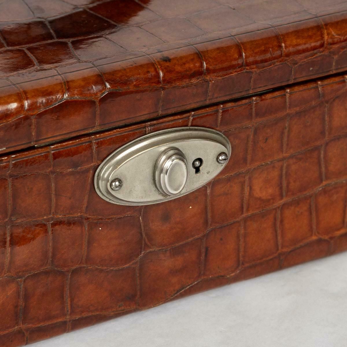 20th Century British Made Crocodile Travel Overnight Vanity Case, C.1900 photo for sale