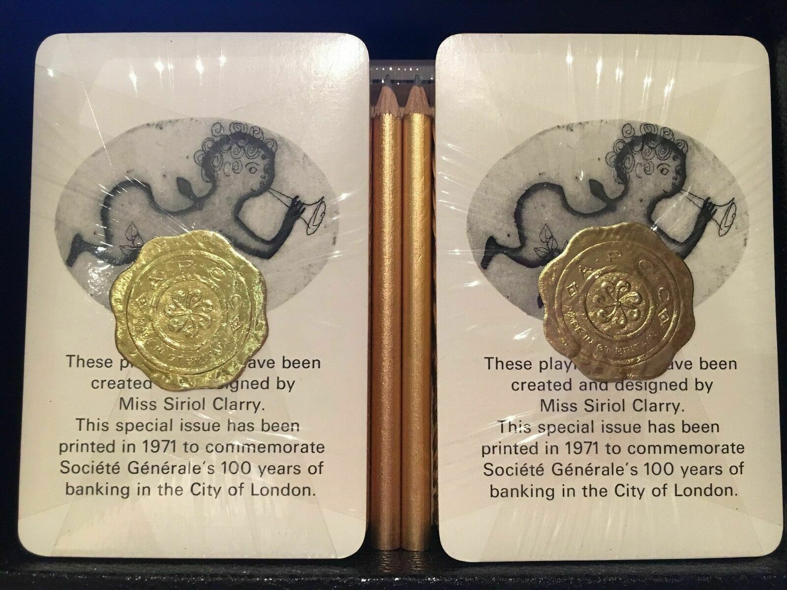 Twin Sealed Siriol Clarry Non Standard Bridge Set 1971 Vintage Playing Cards photo for sale