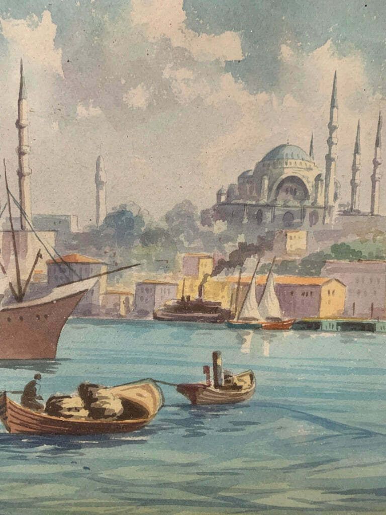 Pair Of 1950s Oriental Marine Watercolors photo vinterior