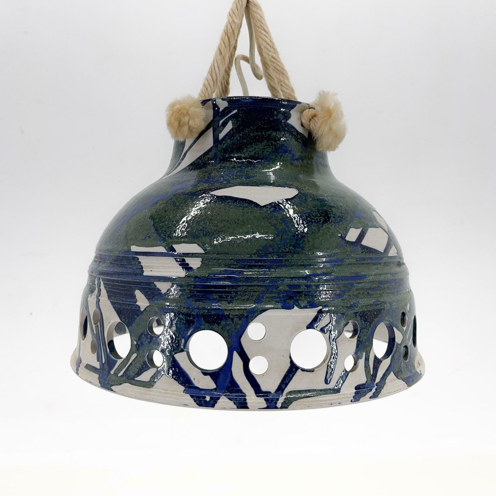 Keramieken hanglamp aan touw, Denemarken, jaren 1970 photo 696.0