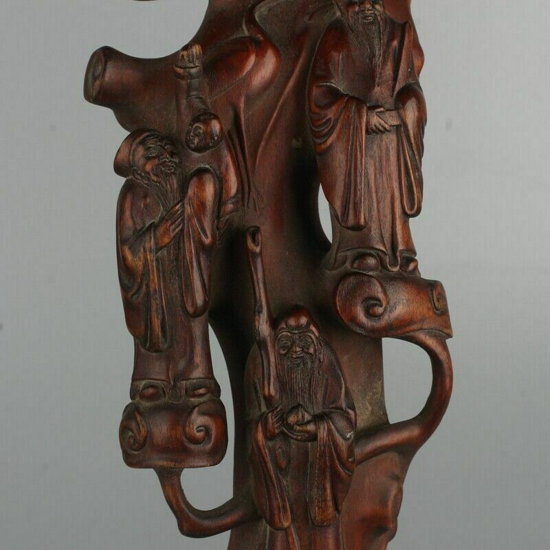 Vintage Boxwood "Ruyi" Carved With Three Old Men With A Kid And A Deer photo 480.0