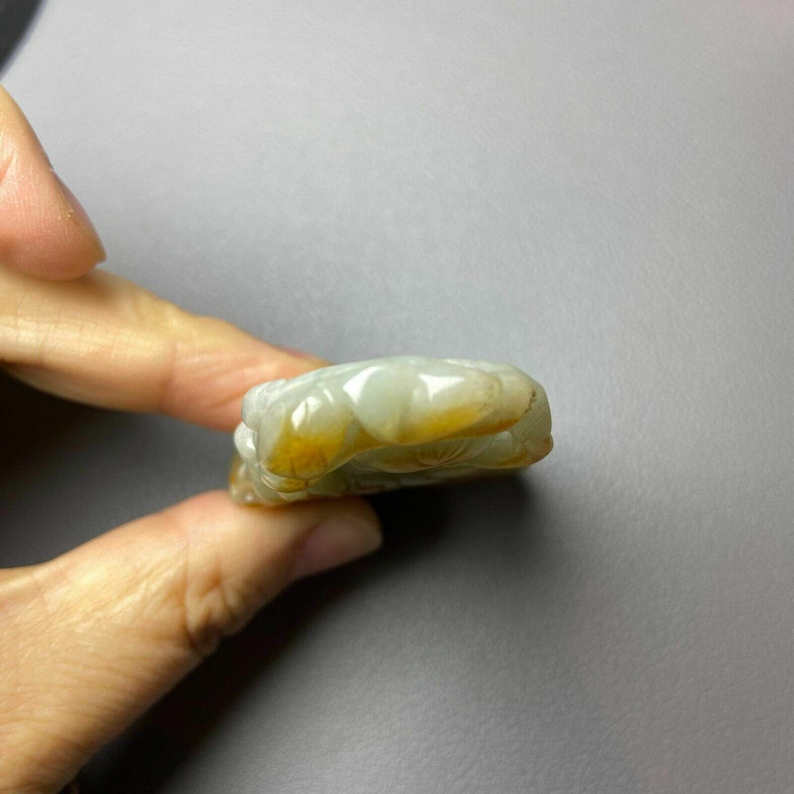 Antique Chinese Grade A Yellow Green Jadeite Jade Pendant Figure Carved Baby And photo buy