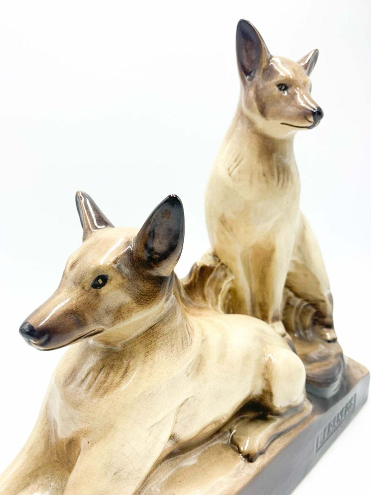 Ceramic Sculpture Of A Pair Of Dogs By Louis Francois Laurin From 1800 photo vinterior