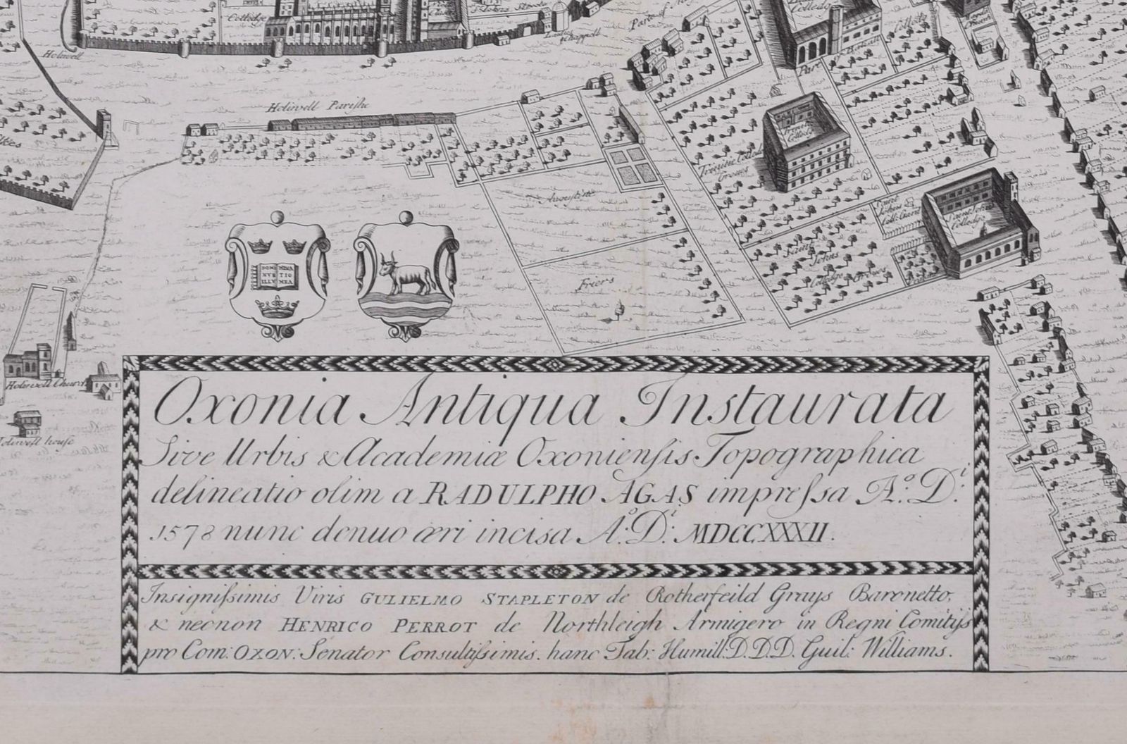 The First Map Of Oxford Engraving By William Williams After Ralph Agas 1733 photo furniture