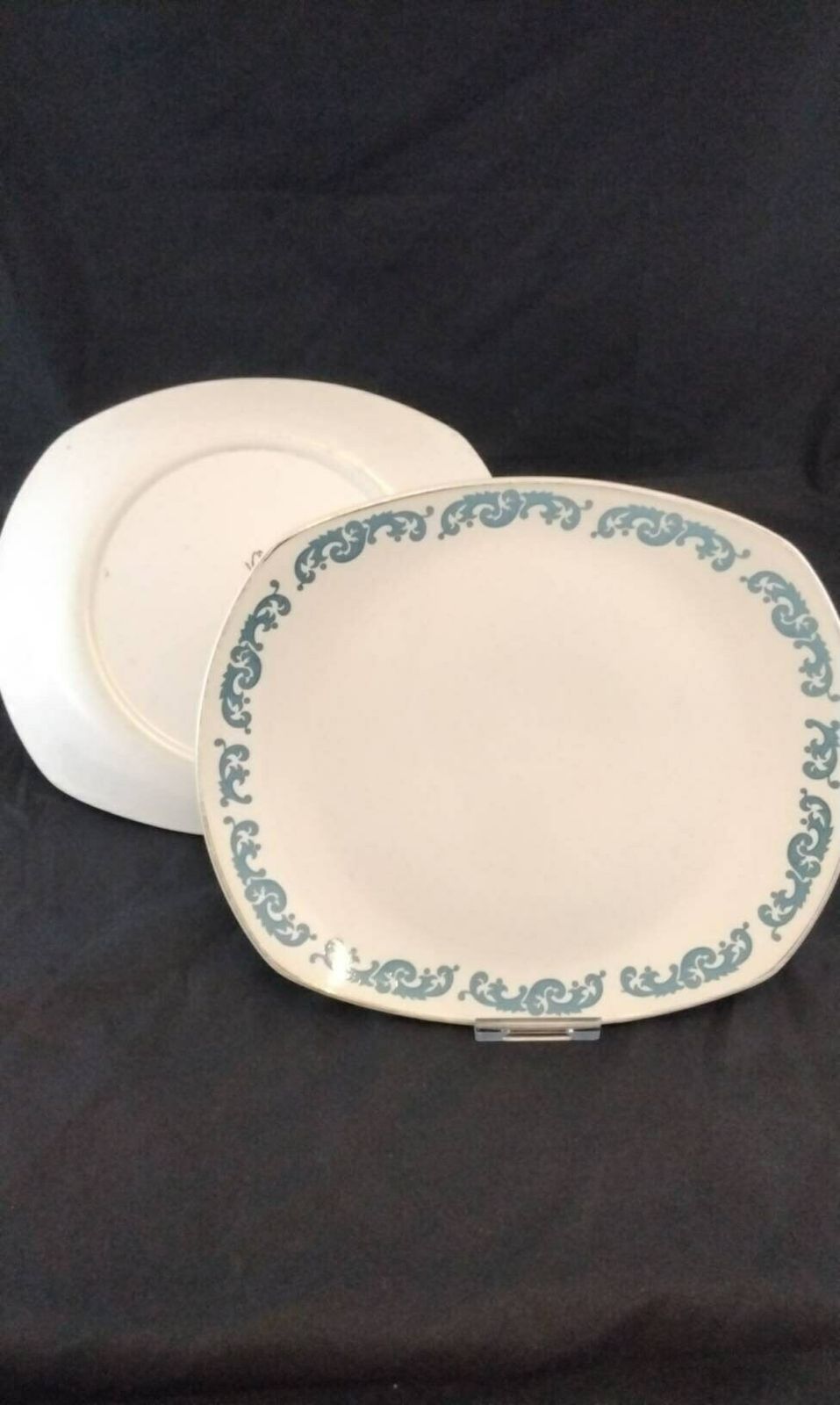 Six Vintage Large Crown Essex Capri Design Blue And White Plates Edged In Gold Plates Sold As Set Of 6 N/S 354 photo furniture