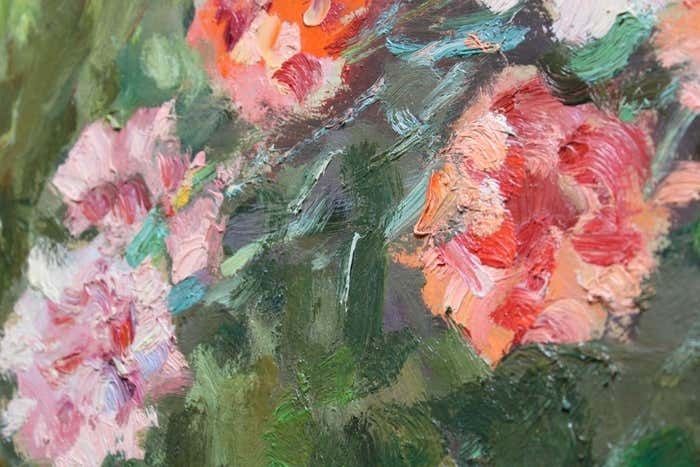 Edgars Vinters Carnations And Roses. 1990, Cardboard, Oil, 92x67 Cm photo buy