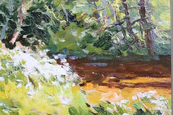 Edgars Vinters Little River. 1983, Cardboard, Oil, 24x33 Cm photo vintage