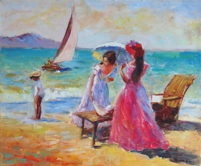 Aleksandr Moukhin At The Sea. Oil On Canvas, 38x46 сm