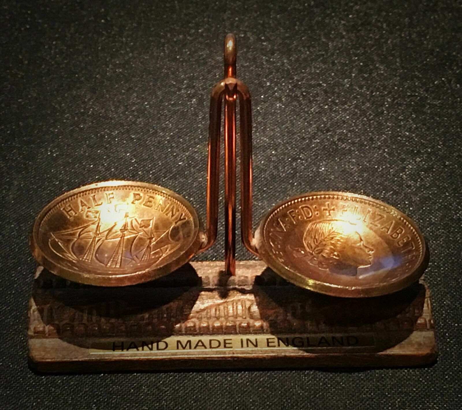 Vintage 1964 'Half Penny' Gold Plated Miniature Scales