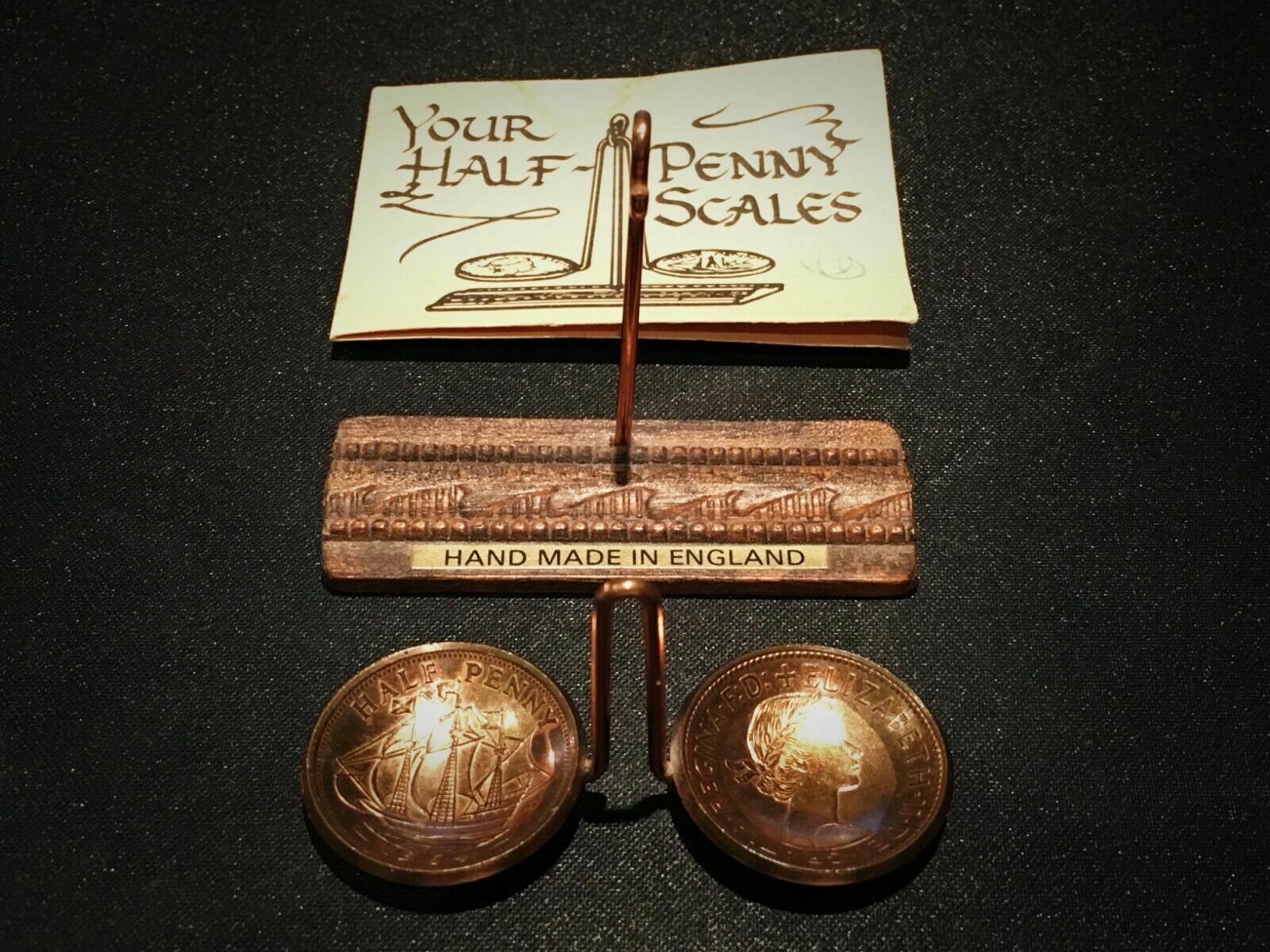 Vintage 1964 'Half Penny' Gold Plated Miniature Scales photo vintage