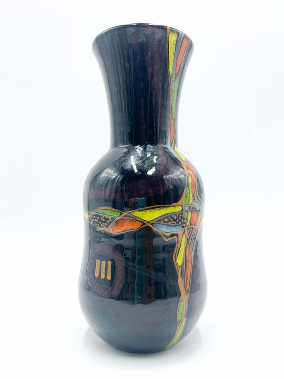 Hand Painted Purple Ceramic Vase By Verzolini From The 1970s photo 201.25