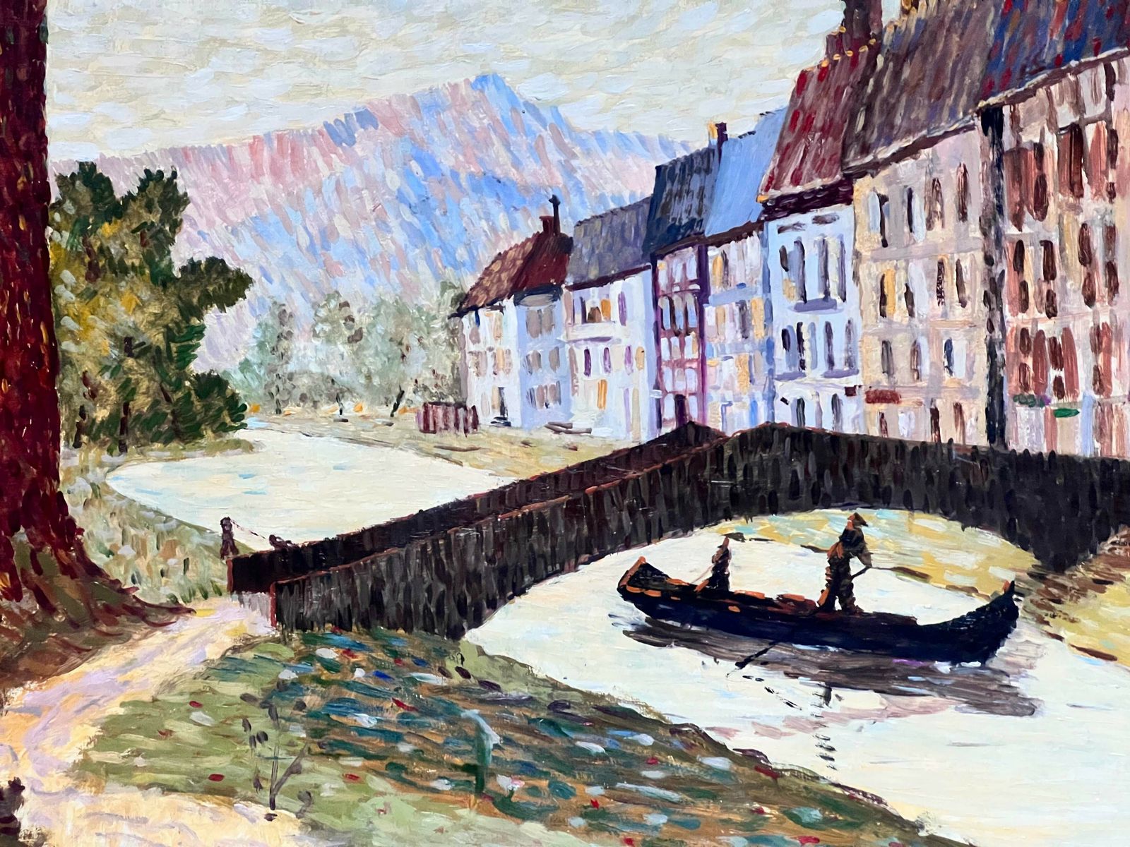 Oil Painting On Canvas By G. Beretta From 1958 photo furniture