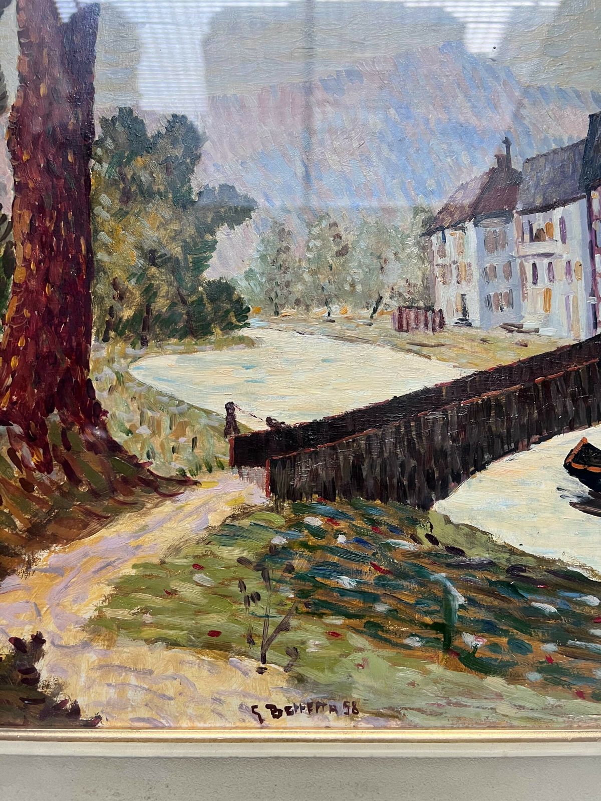 Oil Painting On Canvas By G. Beretta From 1958 photo for sale