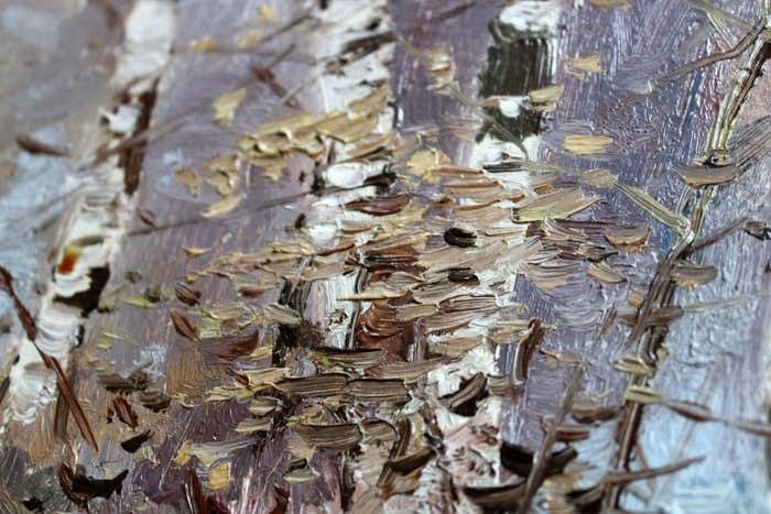 Edgars Vinters Birches. 1957, Oil On Cardboard, 45x60 Cm photo vintage