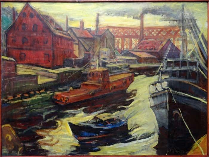 Jadviga Zjilvinska Channel. 1965, Canvas, Oil, 80x100 Cm photo furniture